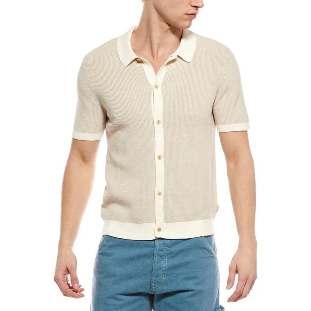 Onia Mens  Linen-Blend Button Up Sweater, White